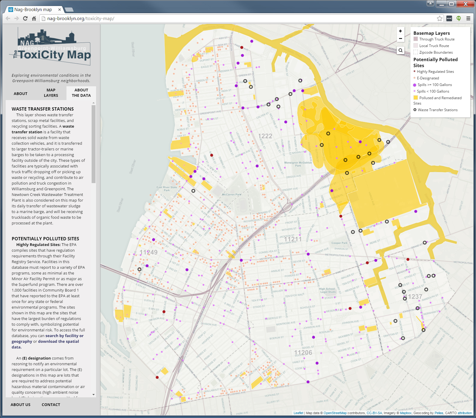 SAVI compiled information from federal, state, and city sources under several different environmental programs in building ToxiCity interactive web application. The application is built with several open source components.